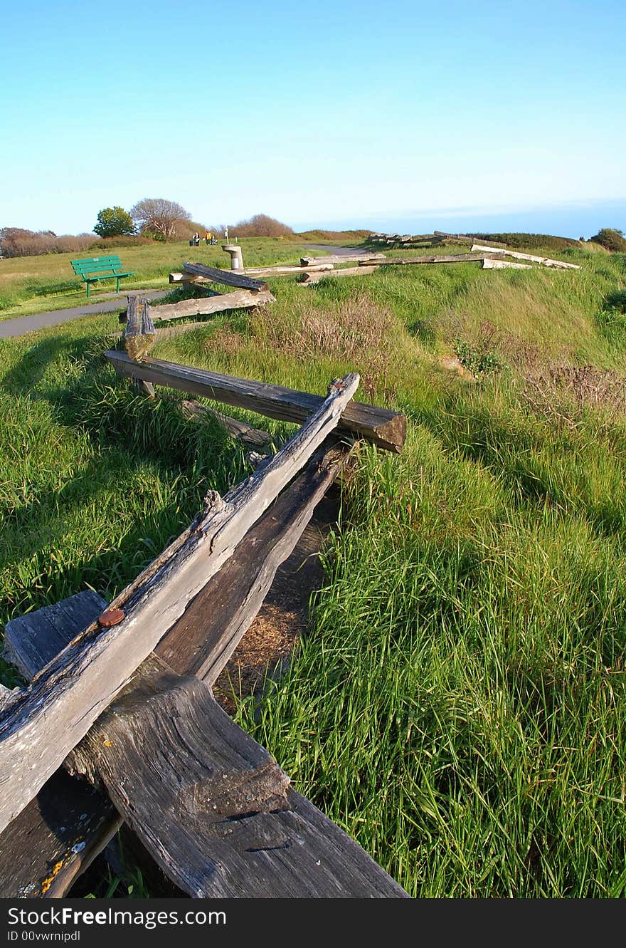 Seaside fence along Dallas Road in Victoria, british columbia