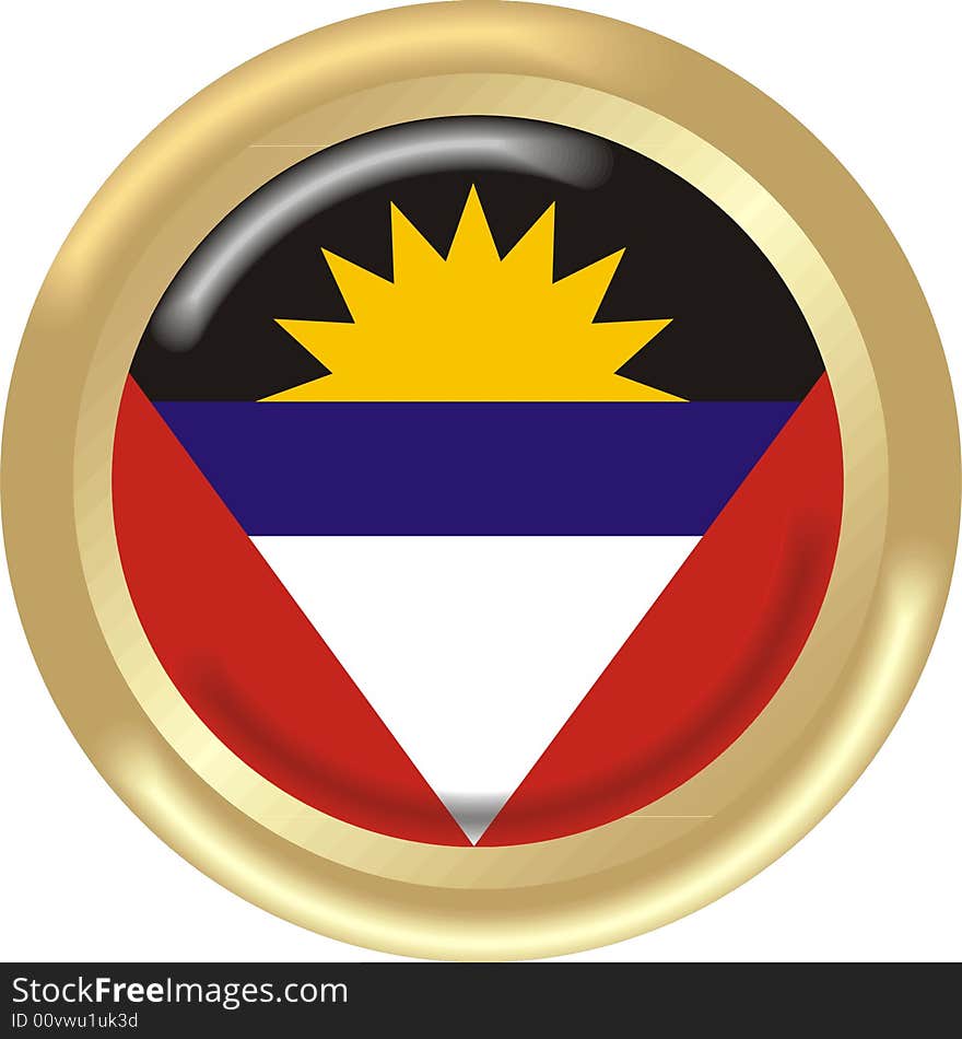 Art illustration: round medal with flag of antigua and barbuda