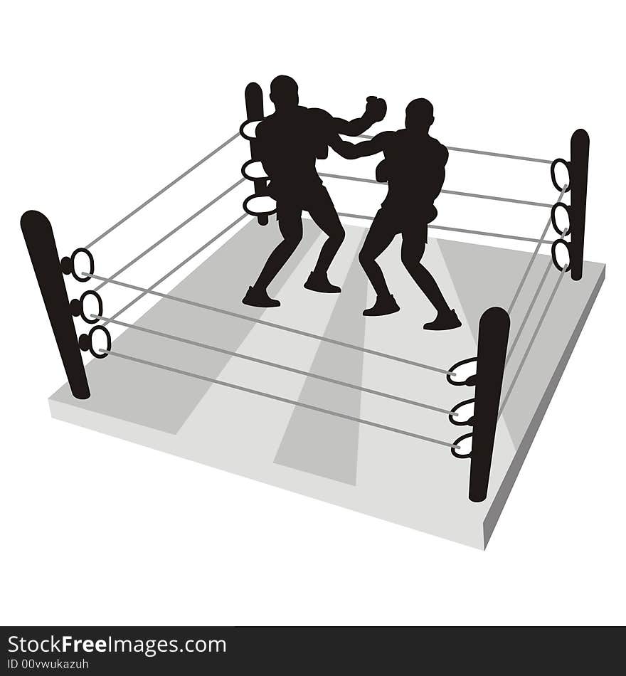 Art illustration of boxers on a ring