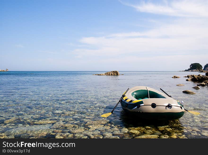 Lonely boat on a seaside.