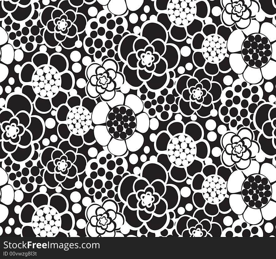 Black and white nature vector composition, seamless