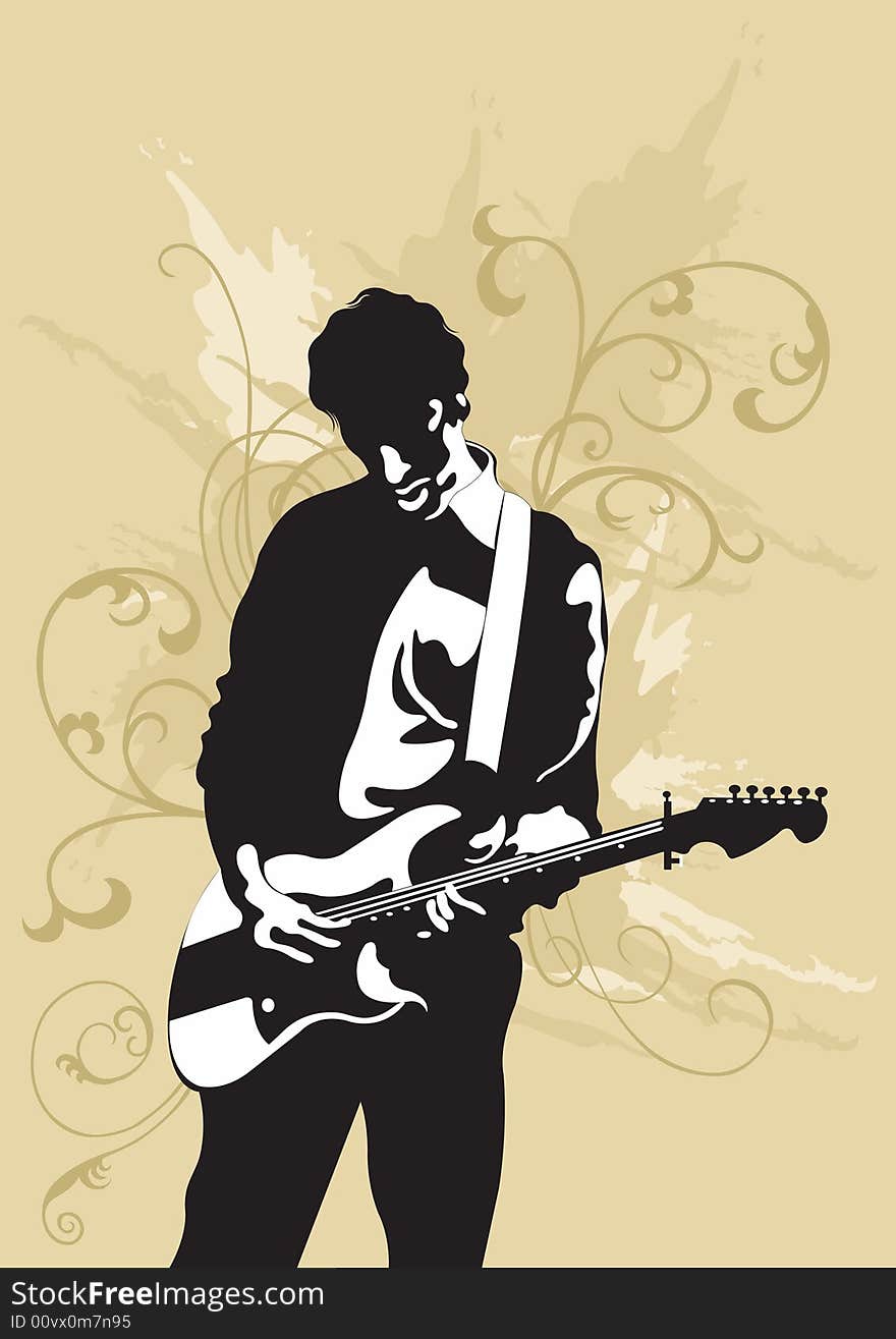 Illustration of a man playing guitar