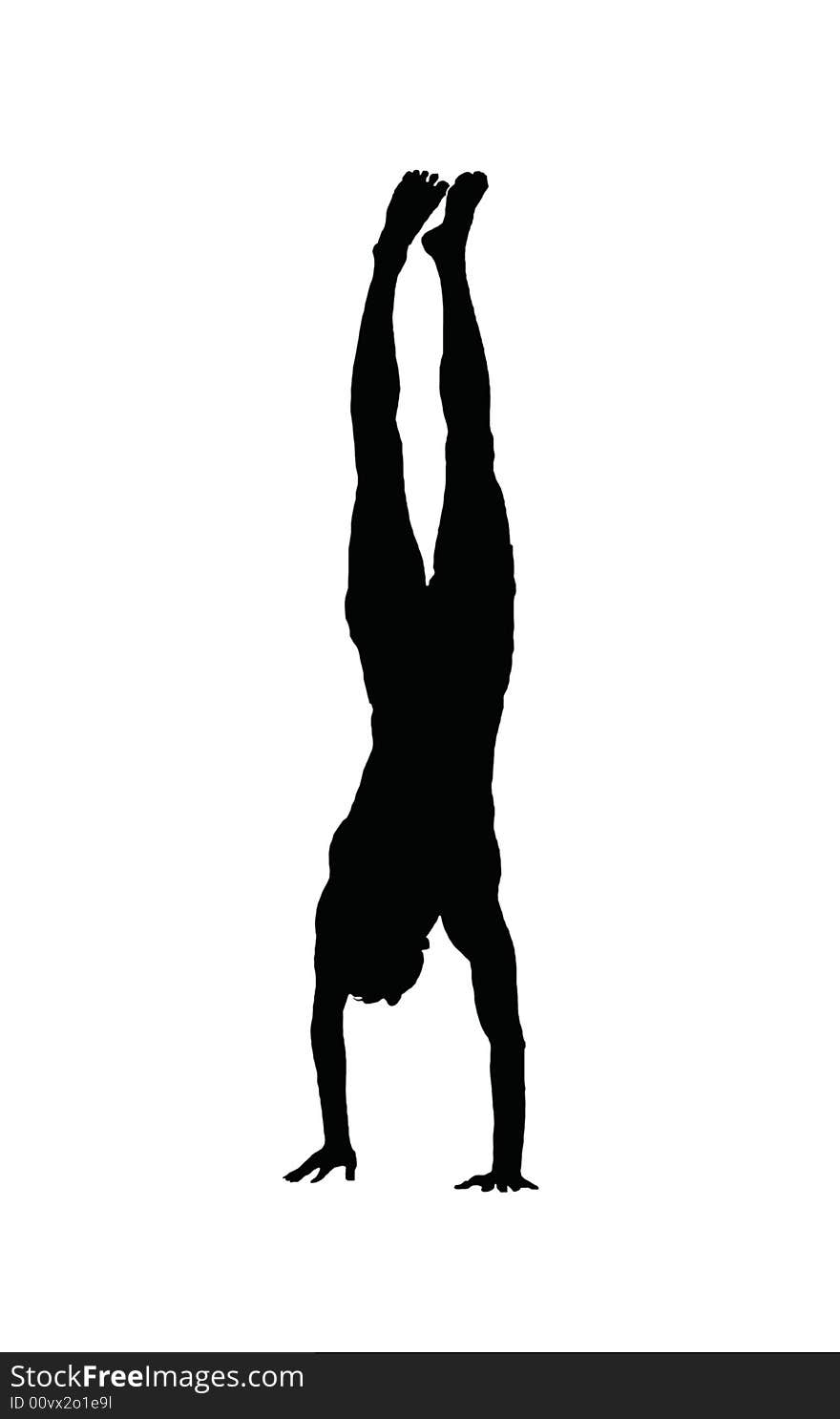 Outline of a young fit man making a handstand