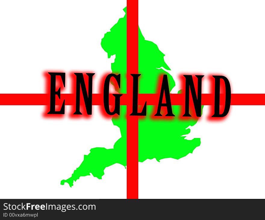 A conceptual image of the map of England against the English flag. A conceptual image of the map of England against the English flag.