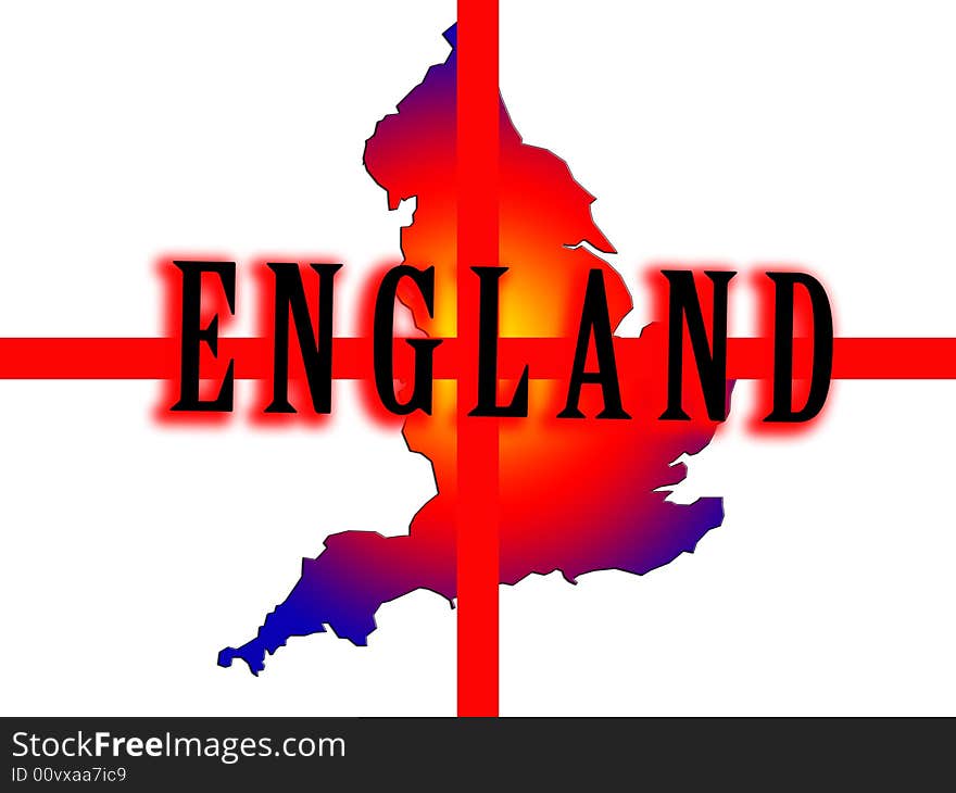 A conceptual image of the map of England against the English flag. A conceptual image of the map of England against the English flag.