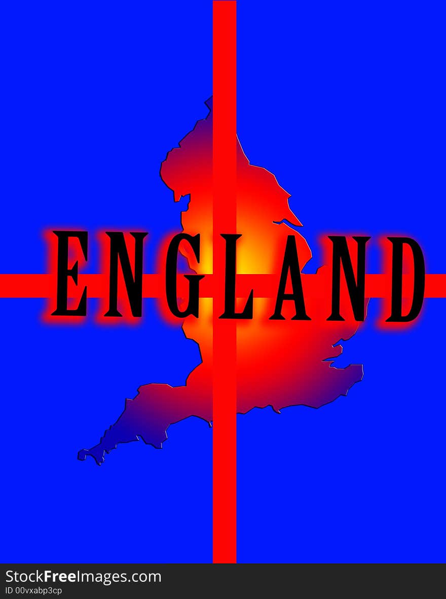 A conceptual image of the map of England against the English flag. A conceptual image of the map of England against the English flag.