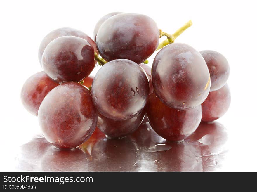 Red grapes with reflection