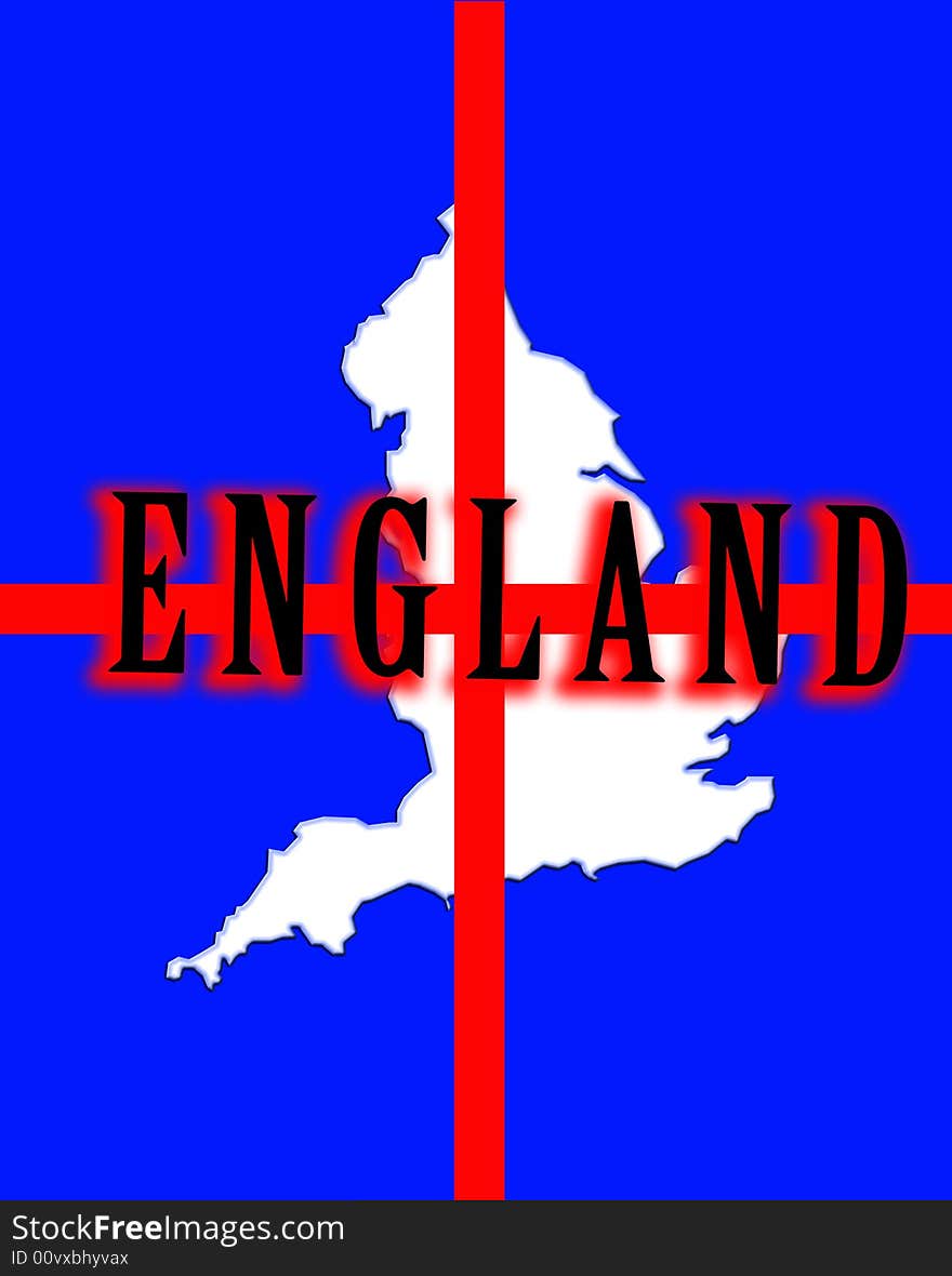 A conceptual image of the map of England against the English flag. A conceptual image of the map of England against the English flag.