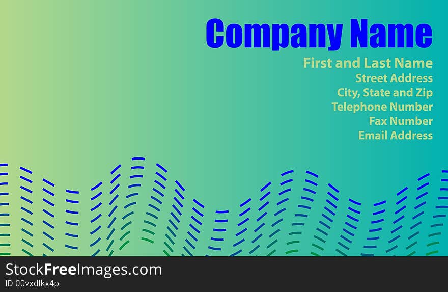 Vector illustration of business card with blue and green lines and space for text. Vector illustration of business card with blue and green lines and space for text