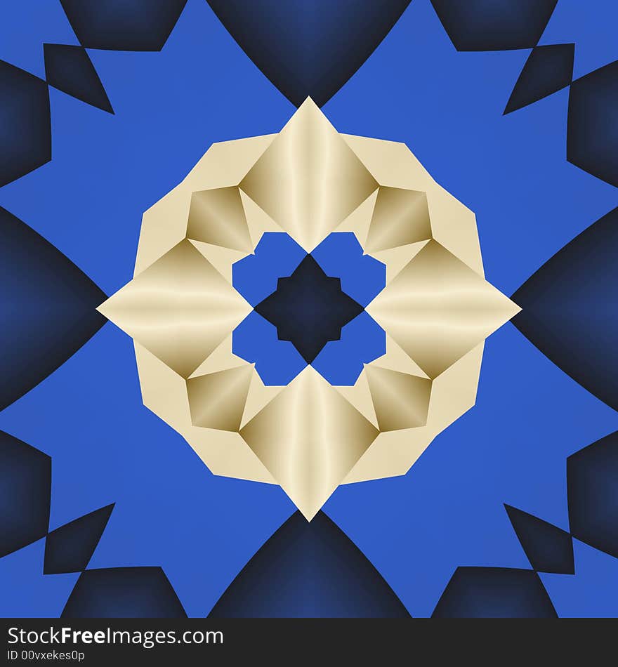 Abstract fractal image resembling a silk star quilt