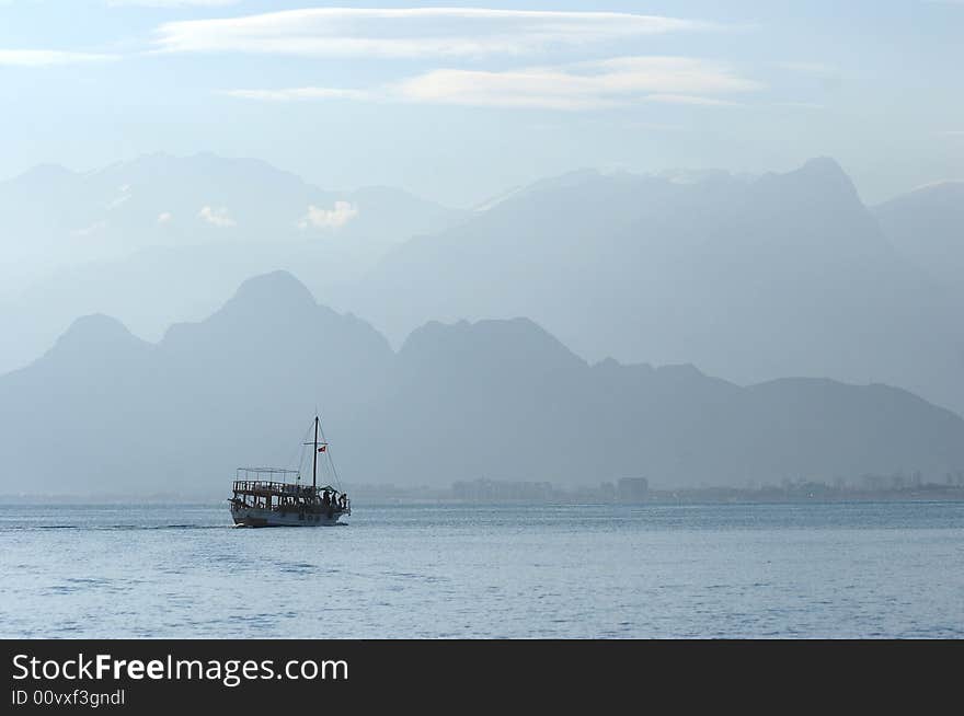 Sailboat in the Mediterranean sea