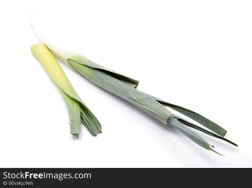 Spring onions isolated on a white background