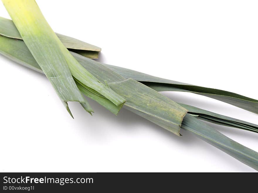 Spring onions isolated on a white background