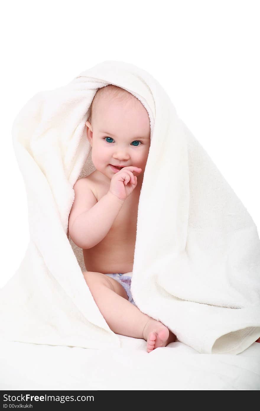 Beautiful baby. Shot in studio. Isolated on white. Beautiful baby. Shot in studio. Isolated on white.