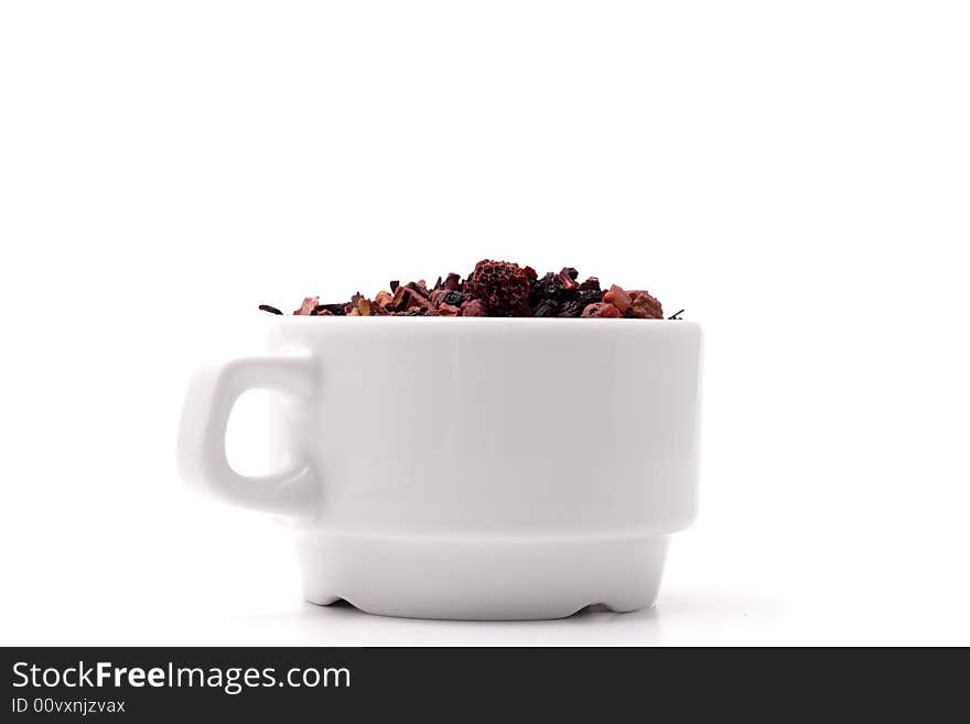 Tea in a cup. Isolated on a white background