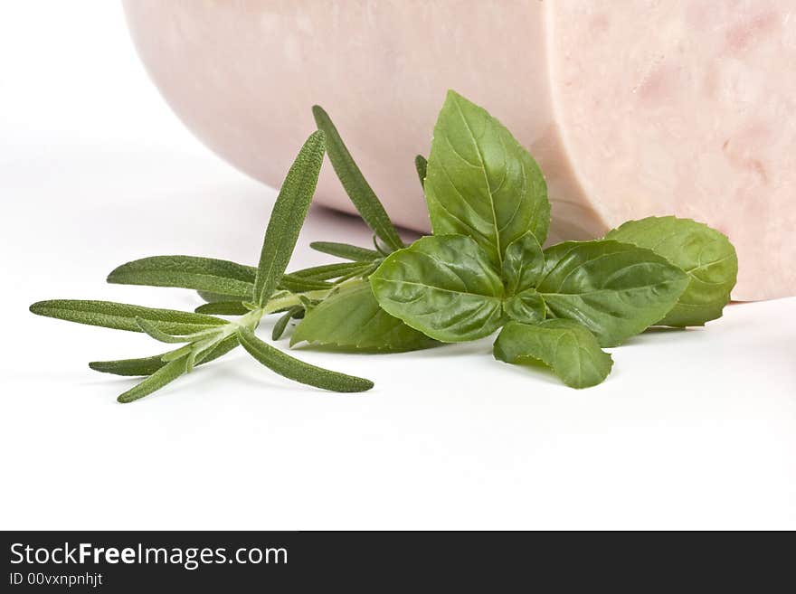 Detail of ham with herbs