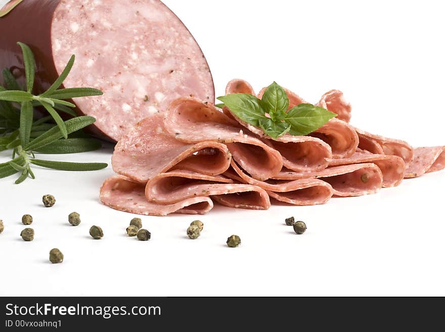 Salame with herbs and spices