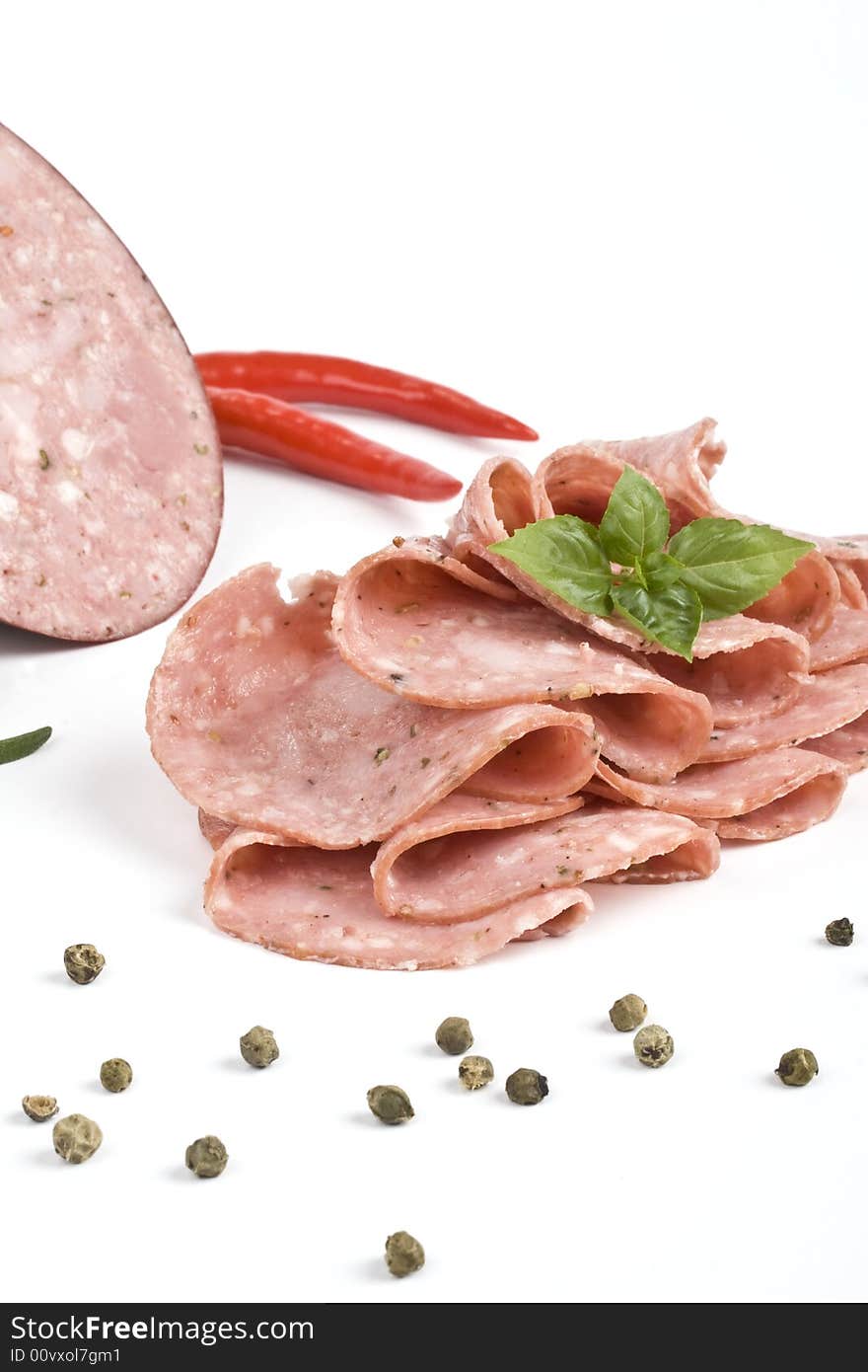 Salame with herbs and spices