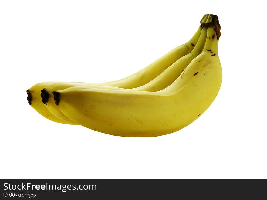 Tree ripe fresh bananas over white background