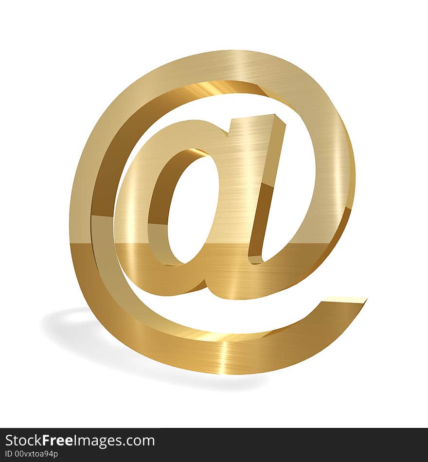 Gold AT symbol on white background