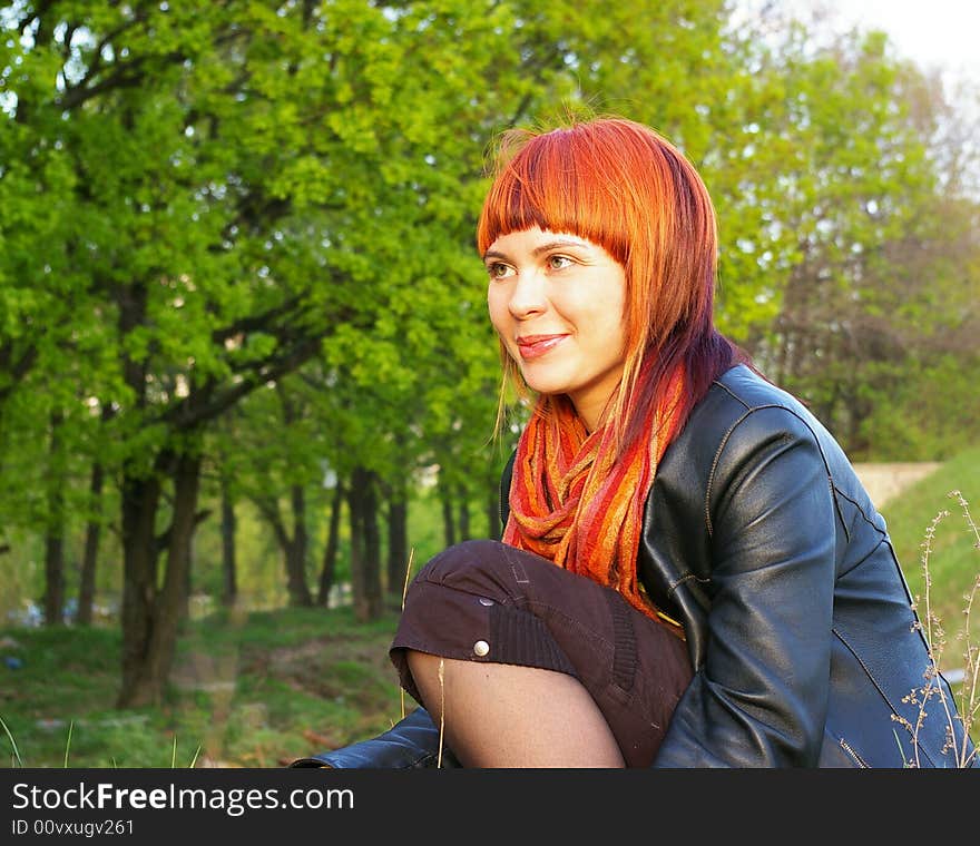 Young girl on nature