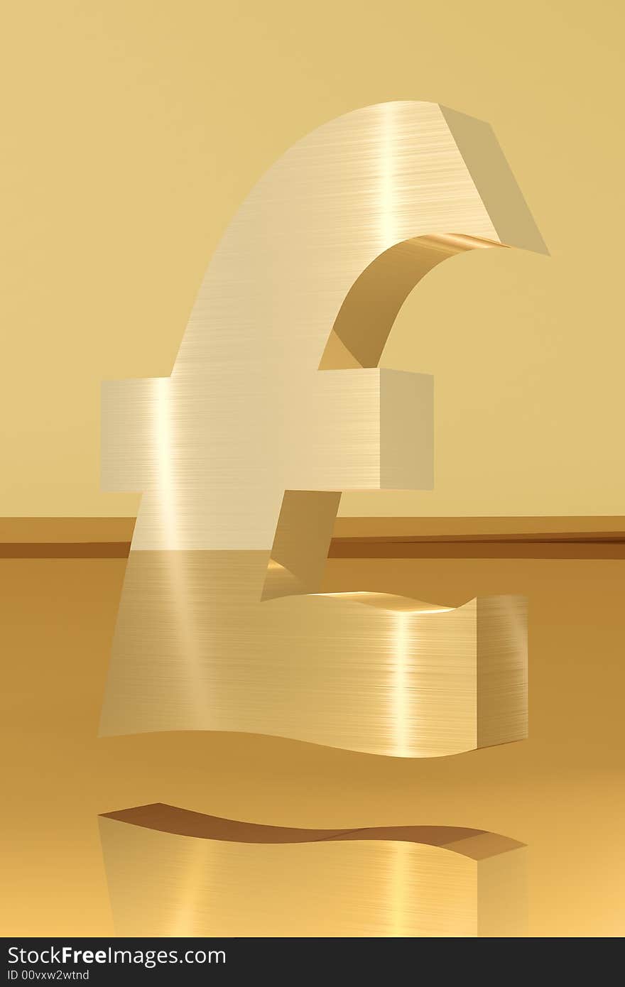 Gold Pound symbol 3d render