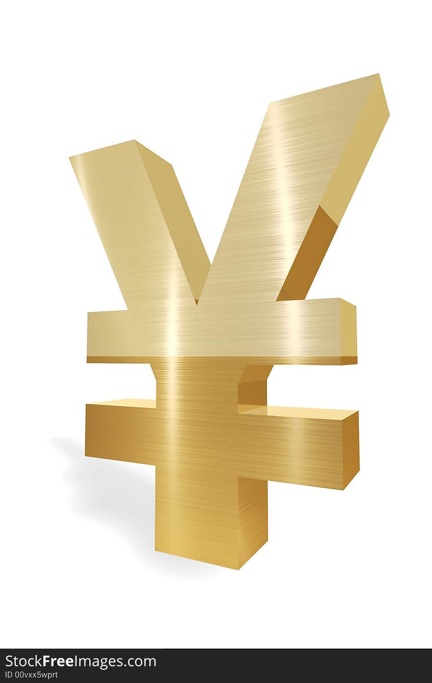 Gold Yen currency symbol on white background