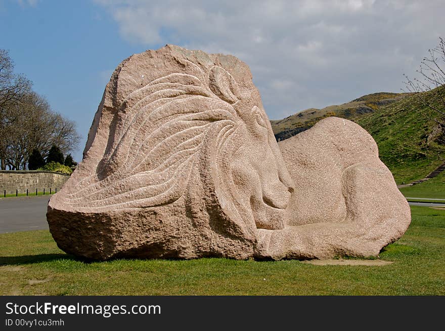 Lion Statue Outside Holyrood House