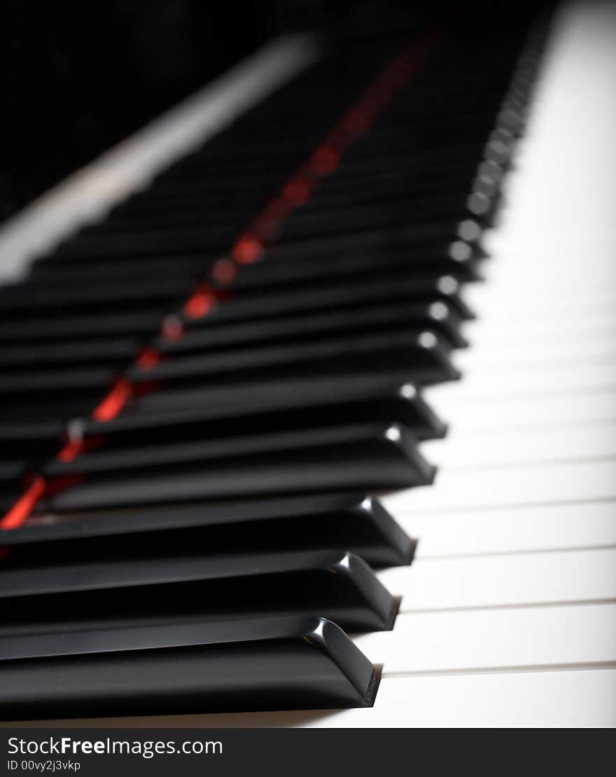 Piano keys DOF shallow focus on first key