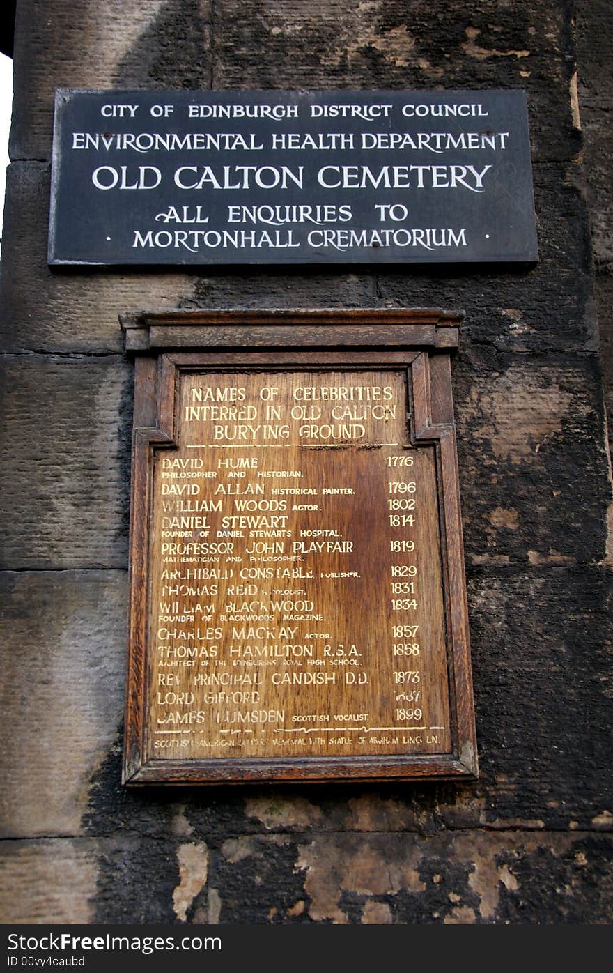 Sign on Old Calton Cemetery