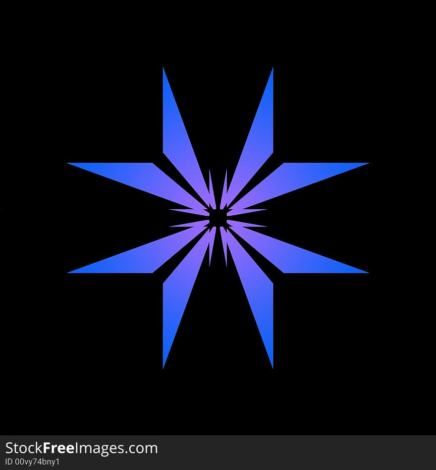 A fractal star done in cool shades of blue and lavender. A fractal star done in cool shades of blue and lavender.