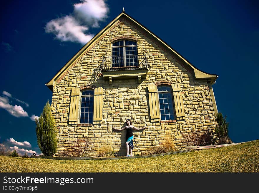 Model front of a house