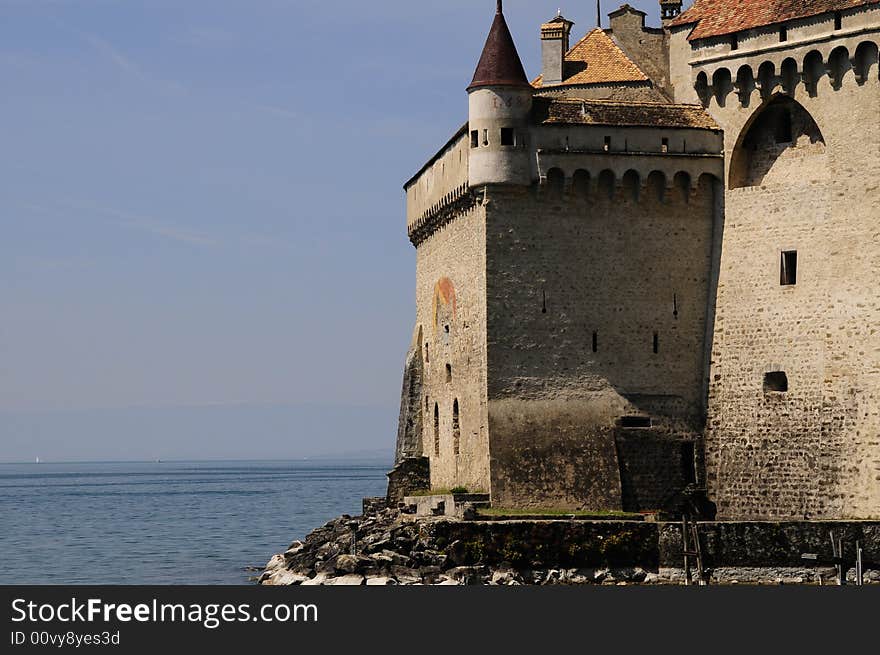 11-12 th. century castle at the shores of Lake Geneva. 11-12 th. century castle at the shores of Lake Geneva