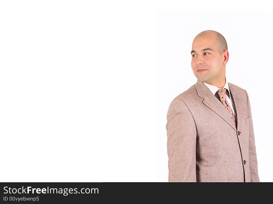 A Businessman happiness looking on white background