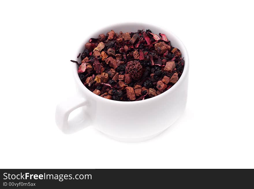 Tea in a cup. Isolated on a white background