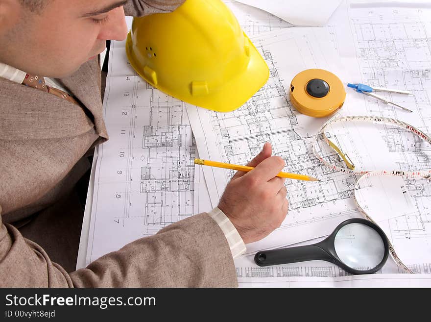 Businessman With Architectural Plans