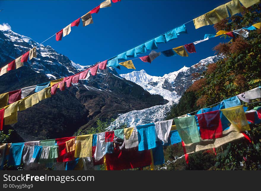 Prayer Flags and Kawagebo