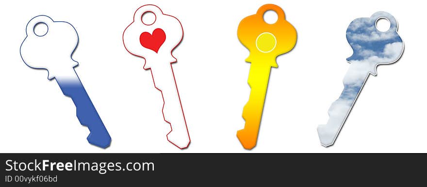 There are four coloured illustrated keys. There are four coloured illustrated keys.