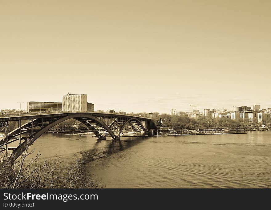 A Bridge over still water. A Bridge over still water