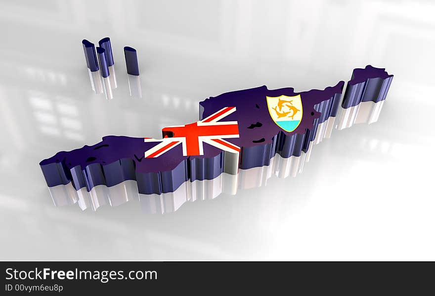 3d Flag Map Of Anguilla