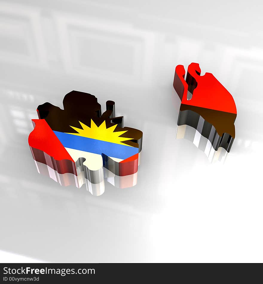 3d flag map of Antigua & Barbuda