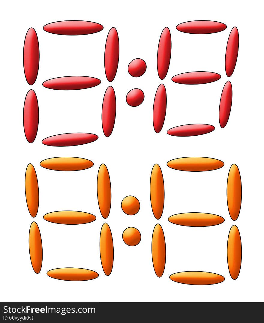 Digital Clocks - Red And Orange