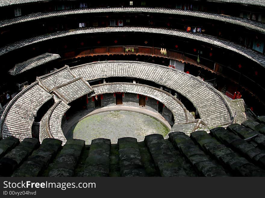 Inner view of the chinese earth tower of hakkas. Inner view of the chinese earth tower of hakkas