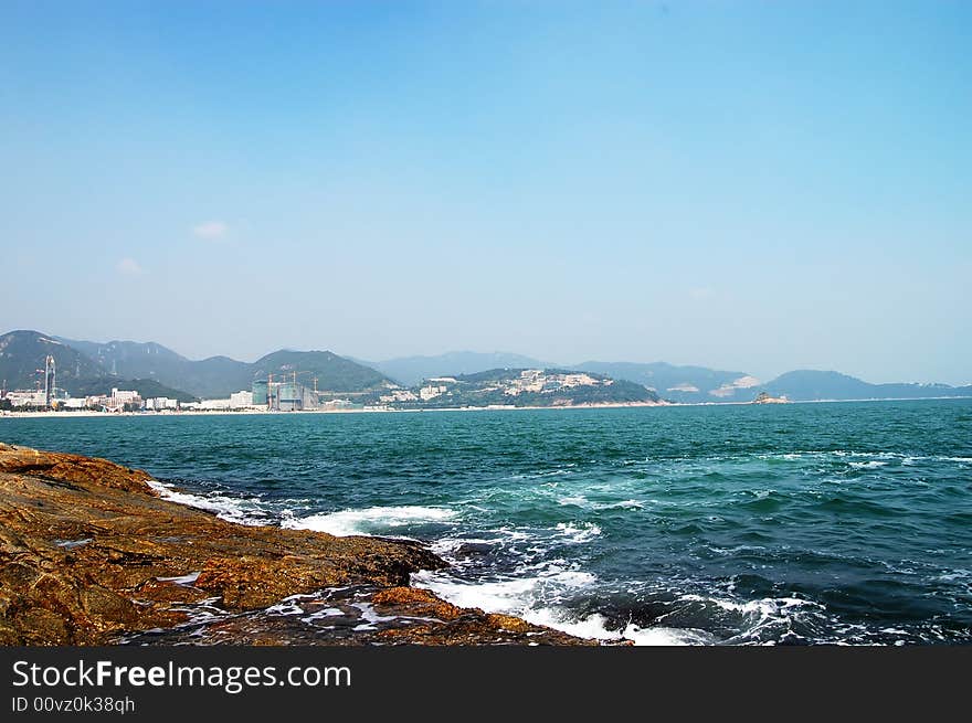 The reef and the blue sea in ShenZhen ocean. The reef and the blue sea in ShenZhen ocean