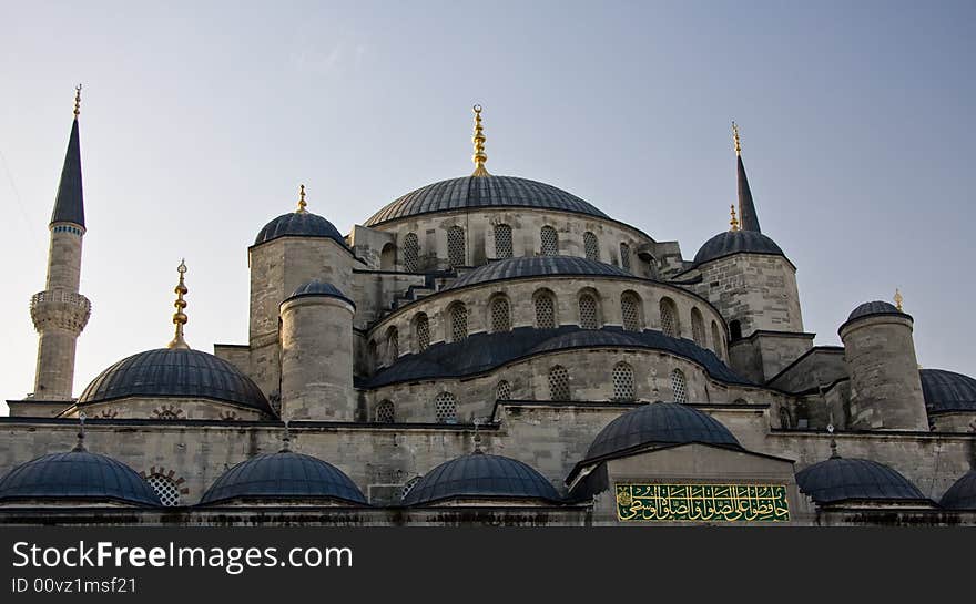 Blue Mosque in Istanbul in close up showing the various domes and layers. Blue Mosque in Istanbul in close up showing the various domes and layers