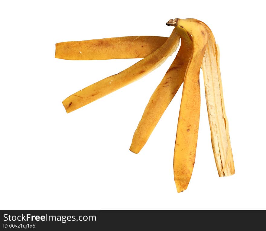 A photo of banana skin. Isolated - white background.