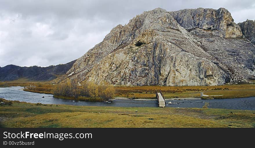 The river in mountain valley.