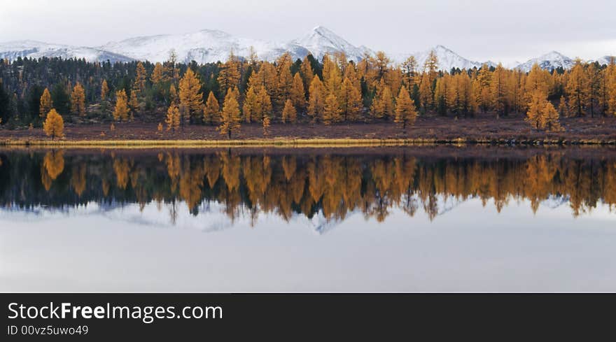 Lake in mountain valley.