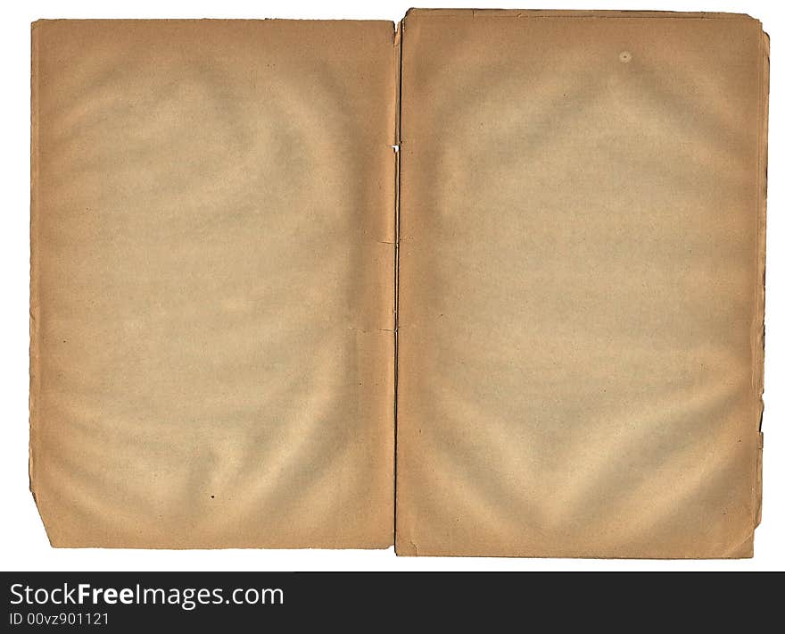 Old book open on both blank shabby pages. Old book open on both blank shabby pages.