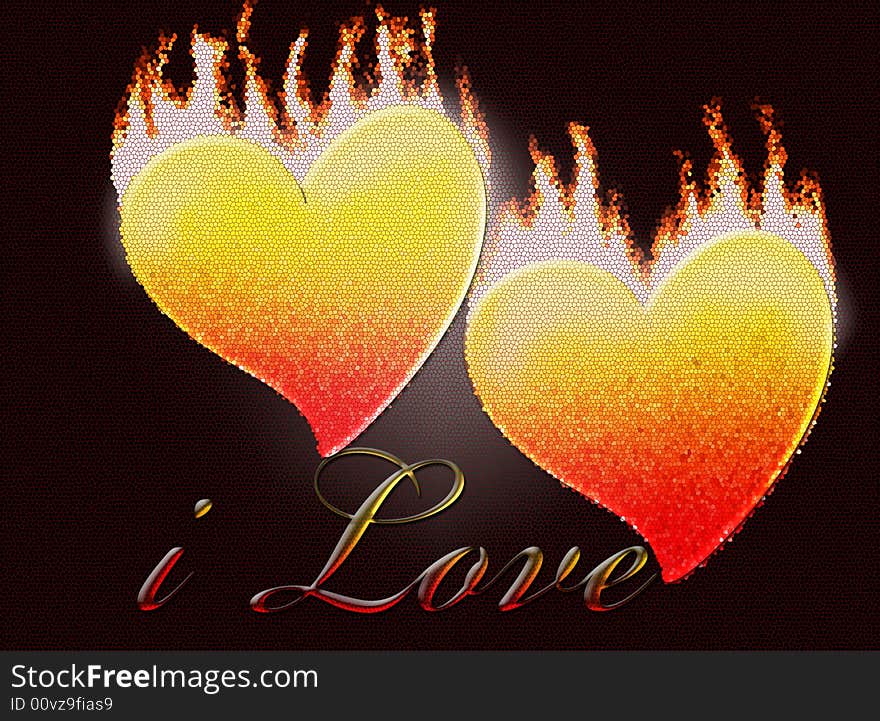 Hearts burning symbol of lov. Hearts burning symbol of lov